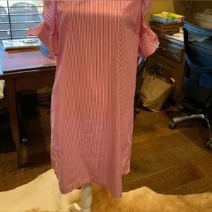 Cute and comfy red pin stripe dress